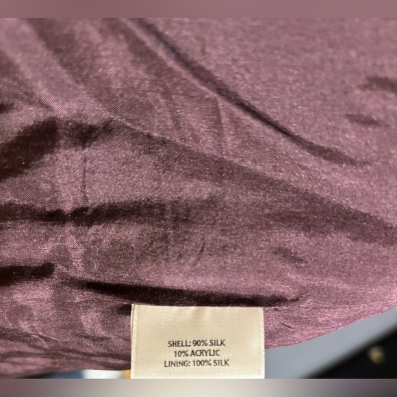 Eileen Fisher Silk Crinkle Duster Jacket PM Petite Purple Long Coat 90% Silk - Picture 5 of 6